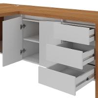 Mesa Para Escritório Em L 180x190cm 2 Portas E 3 Gavetas Unik A02 Freijó Branco - 3