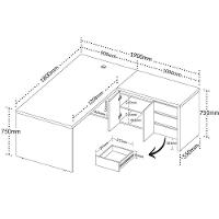 Mesa Para Escritório Em L 180x190cm 2 Portas E 3 Gavetas Unik A02 Freijó Branco