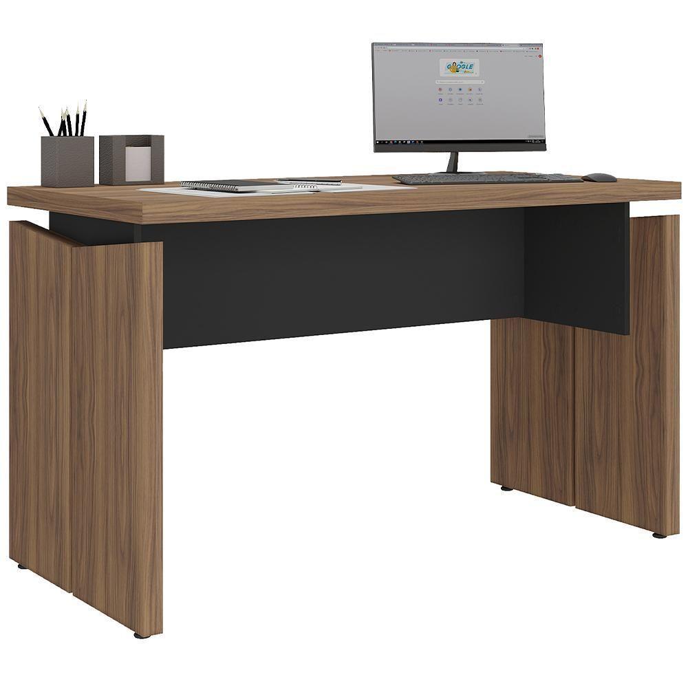 Mesa Para Escritório Home Office 125cm Unik A02 Nogal Preto - 2