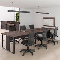 Mesa De Reunião Com Painel 6 Lugares Veneza Freijó Preto - 1