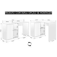 Mesa Para Escritório Home Office 1 Porta Ripada Tech Freijó Off White Caemmun - 3