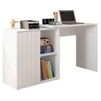 Mesa Para Escritório Home Office 1 Porta Ripada Tech Branco Fosco Caemmun - 1