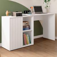 Mesa Para Escritório Home Office 1 Porta Ripada Tech Branco Fosco Caemmun - 6