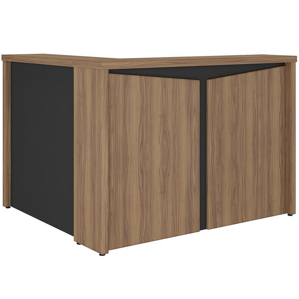 Balcão De Atendimento Para Recepção Em L Unik A02 Nogal Preto - Lyam Decor - 1