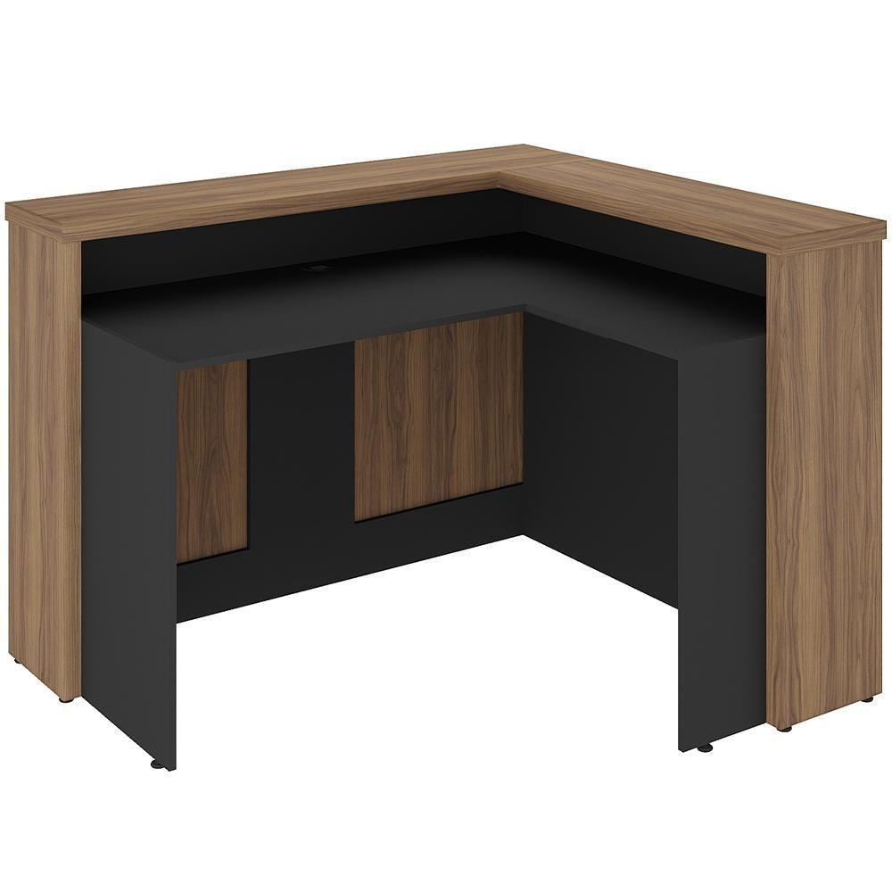 Balcão De Atendimento Para Recepção Em L Unik A02 Nogal Preto - Lyam Decor - 3