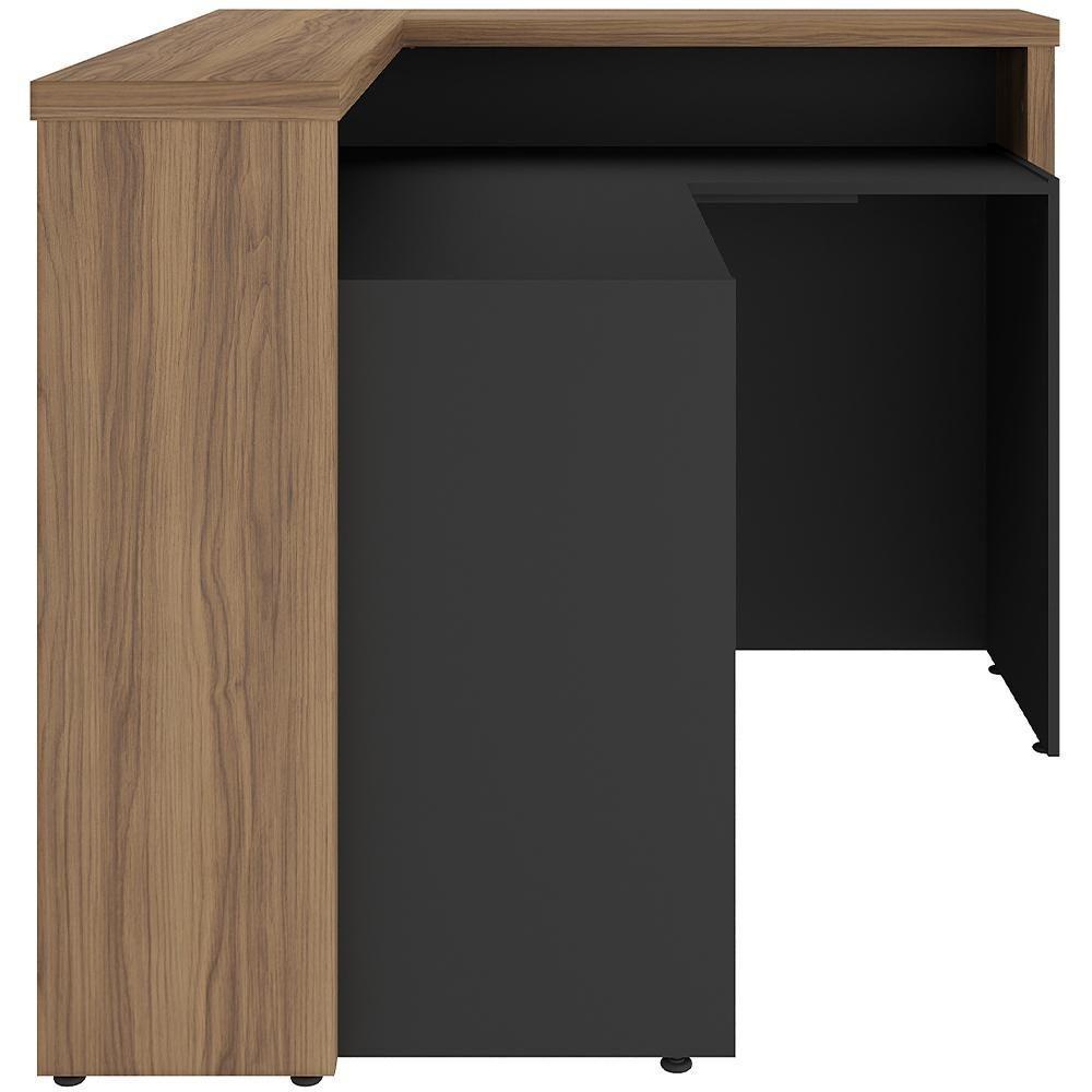 Balcão De Atendimento Para Recepção Em L Unik A02 Nogal Preto - Lyam Decor - 4