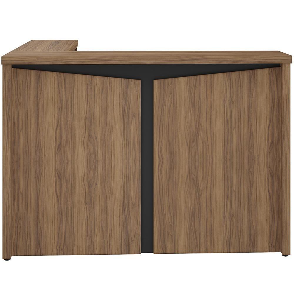 Balcão De Atendimento Para Recepção Em L Unik A02 Nogal Preto - Lyam Decor - 6