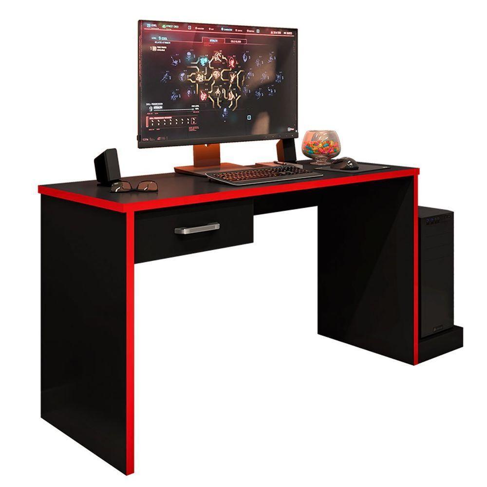 Mesa Gamer Com 1 Gaveta E Suporte Para Cpu Drx-9000 Preto-vermelho - 1