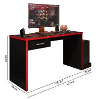 Mesa Gamer Com 1 Gaveta E Suporte Para Cpu Drx-9000 Preto-vermelho - 6