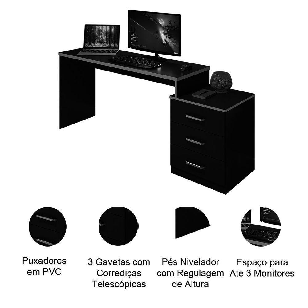 Mesa Gamer Com Regulagem De Altura E Gaveteiro Drx-5000 Preto-vermelho - 2