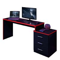 Mesa Gamer Com Regulagem De Altura E Gaveteiro Drx-5000 Preto-vermelho - 1