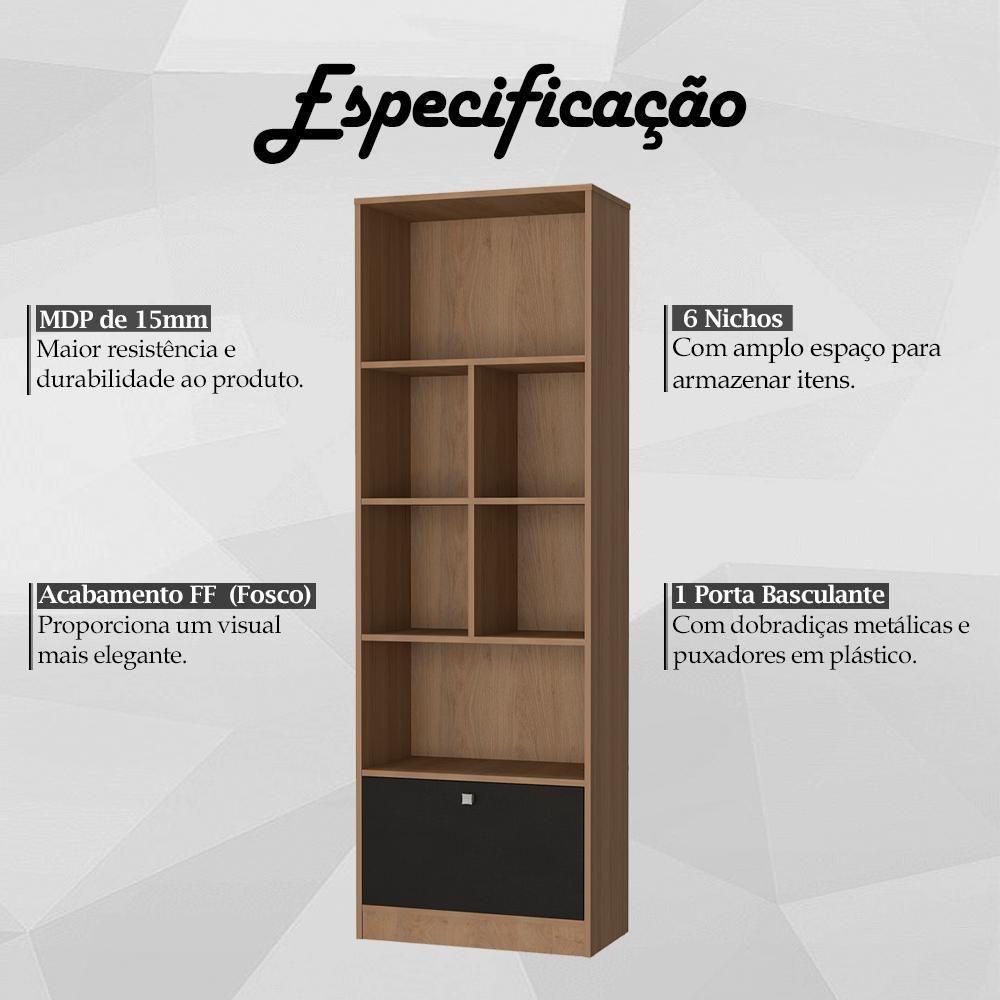 Escrivaninha E Estante Livreiro Para Escritorio B30 Mell Preto Novam Mell Preto - 10