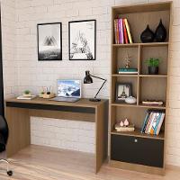 Escrivaninha E Estante Livreiro Para Escritorio B30 Mell Preto Novam Mell Preto - 9