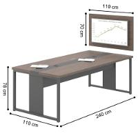 Mesa De Reunião Com Painel 4 Lugares Veneza Freijó Preto - 2