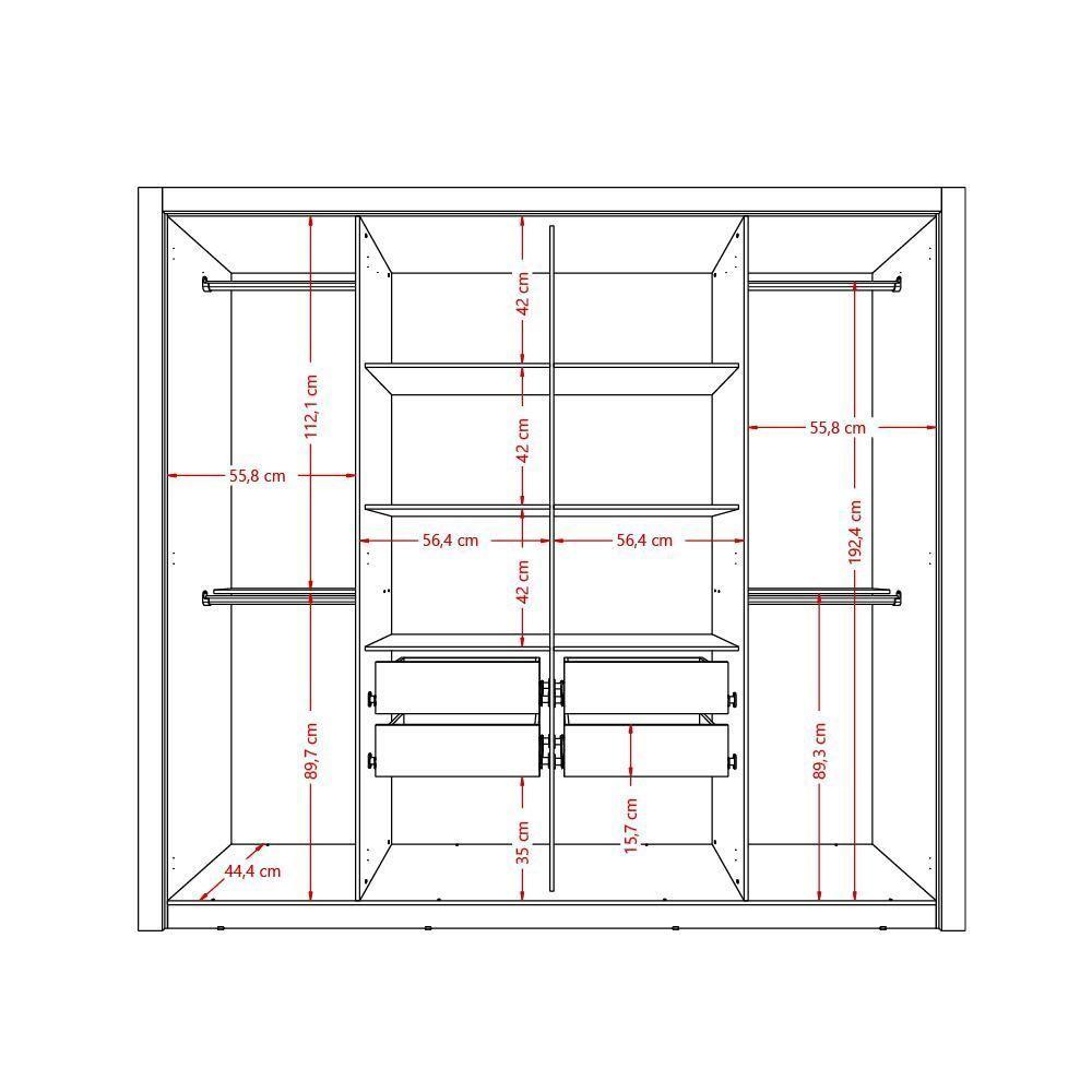 Guarda Roupa Casal 8 Portas 4 Gavetas Espelho 1096 Carraro - Branco Branco - 3