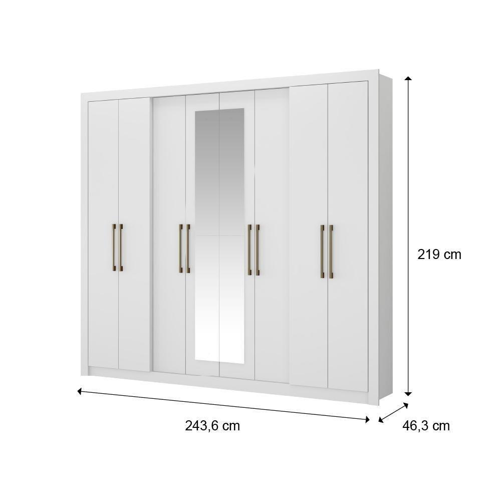 Guarda Roupa Casal 8 Portas 4 Gavetas Espelho 1096 Carraro - Branco Branco - 7