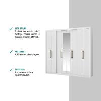 Guarda Roupa Casal 8 Portas 4 Gavetas Espelho 1096 Carraro - Branco Branco - 6