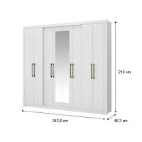 Guarda Roupa Casal 8 Portas 4 Gavetas Espelho 1096 Carraro - Branco Branco - 7