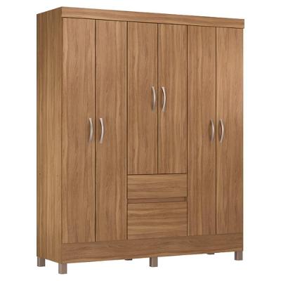 Guarda Roupa Casal 62920 6 Portas de Bater 2 Gavetas Amendola Touch MDP
