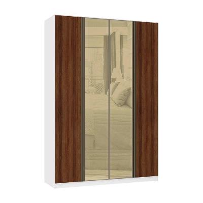 Guarda Roupa 4 Portas 3 Gavetas 159,2 Cm Com Vidro Reflecta Bronze Prime Luciane Móveis