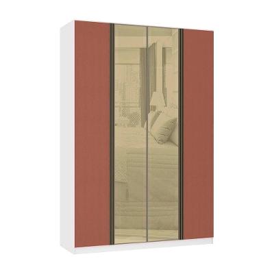 Guarda Roupa 4 Portas 3 Gavetas 159,2 Cm Com Vidro Reflecta Bronze Prime Luciane Móveis