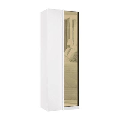 Guarda Roupa Modulado Canto Reto 1 Porta 80cm Com Vidro Reflecta Bronze Prime Luciane Móveis