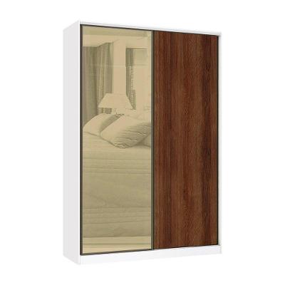 Guarda Roupa 2 Portas De Correr 3 Gavetas 159cm Com Vidro Reflecta Bronze Prime Luciane Móveis