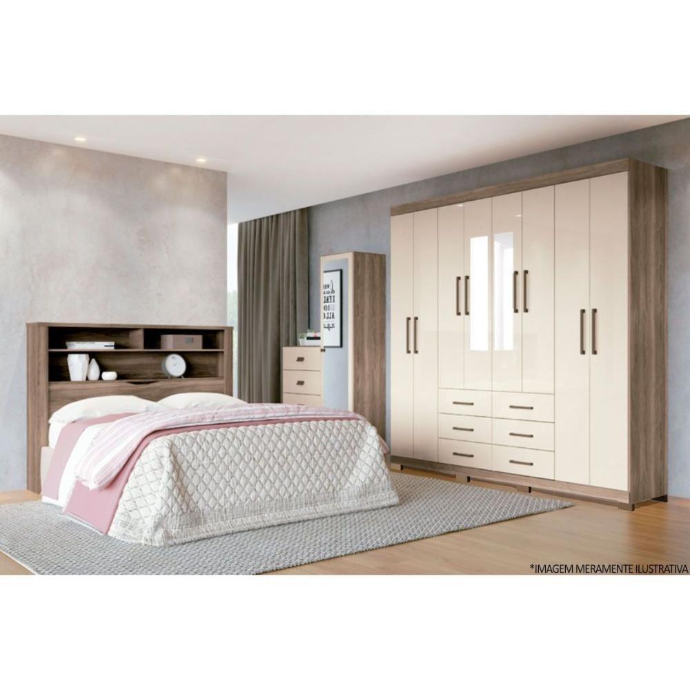 Guarda Roupa Casal 8 Portas E 6 Gavetas C- Espelho E Pés Liverpool Atacama-grafitte - Santos Andirá - 2