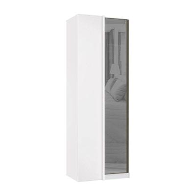 Guarda Roupa Modulado Canto Reto 1 Porta 80cm Com Vidro Reflecta Prata Prime Luciane Móveis