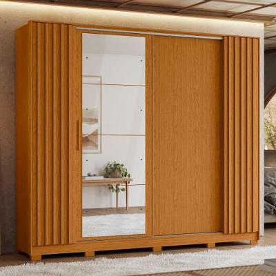 Guarda Roupa Casal Flex Ripado Arapuã 4 Portas Bater 4 Gavetas Cinamomo-Off White MDP