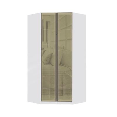 Guarda Roupa Modulado Canto Closet 2 Portas 111,9cm Com Vidro Reflecta Bronze Prime Luciane Móveis
