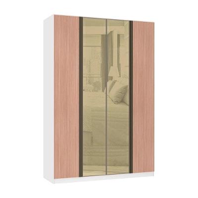 Guarda Roupa 4 Portas 3 Gavetas 159,2 Cm Com Vidro Reflecta Bronze Prime Luciane Móveis