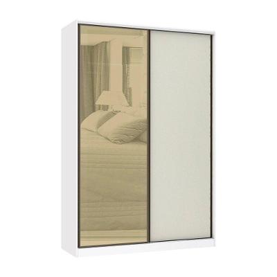 Guarda Roupa 2 Portas De Correr 3 Gavetas 159cm Com Vidro Reflecta Bronze Prime Luciane Móveis