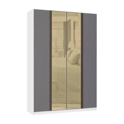 Guarda Roupa 4 Portas 3 Gavetas 159,2 Cm Com Vidro Reflecta Bronze Prime Luciane Móveis