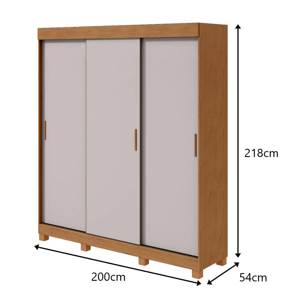 Guarda Roupa Saion 3 Portas Com Pés 1 Porta Glass - Lopas Amendoa Clean/off White - 6