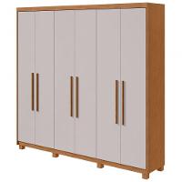 Guarda-roupas Casal Aries 6 Portas 5 Gavetas Sem Espelho Com Pés Amendoa Clean Off White - 1