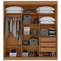 Guarda Roupa Saion 3 Portas Com Pés 1 Porta Glass Amendoa Clean. - 2