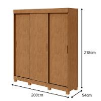 Guarda Roupa Saion 3 Portas Com Pés 1 Porta Glass Amendoa Clean. - 6