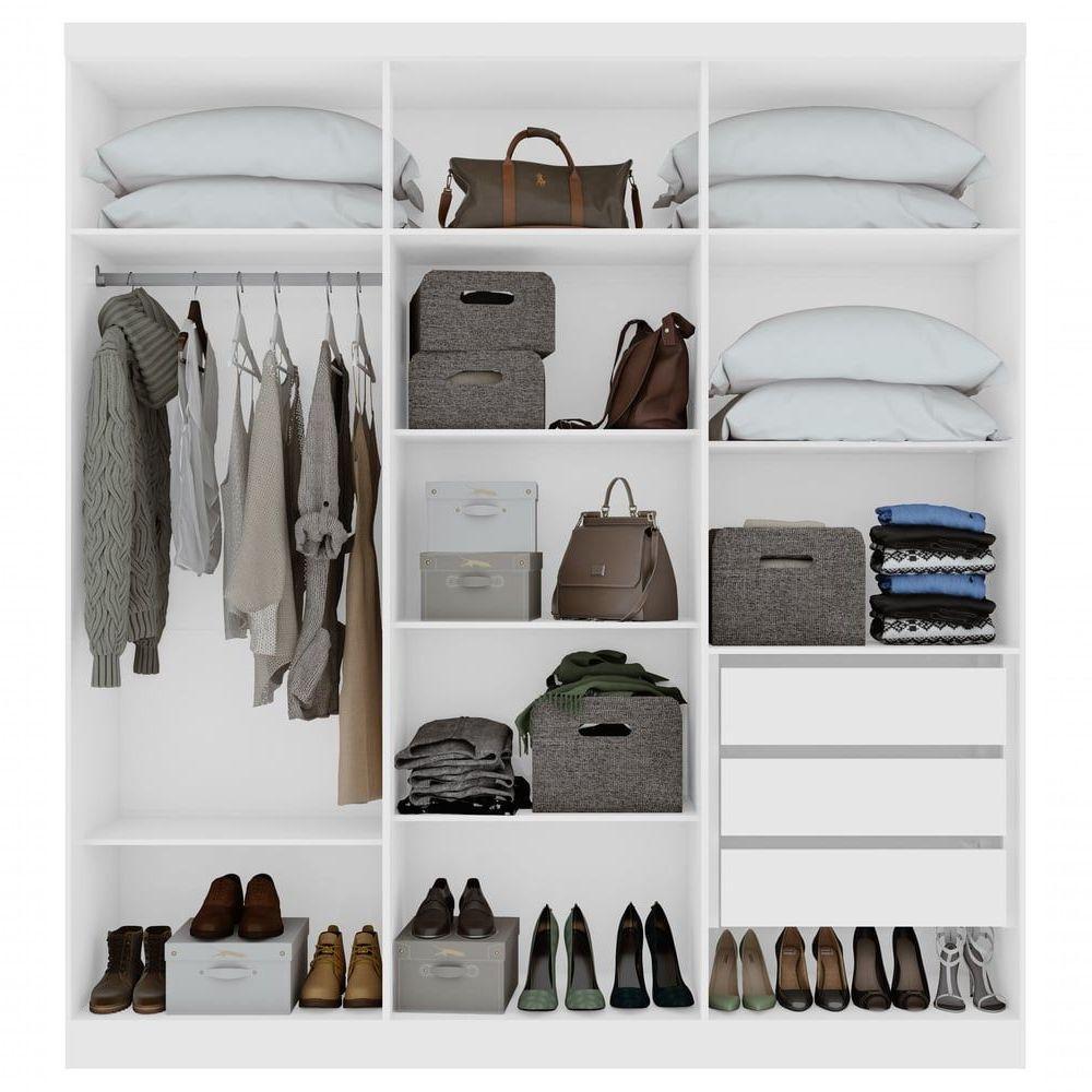 Guarda-roupas Casal 6 Portas 3 Gavetas Jazz Com Pés Sem Espelho Branco - 2