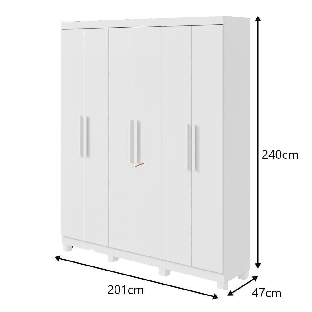 Guarda-roupas Casal 6 Portas 3 Gavetas Jazz Com Pés Sem Espelho Branco - 6