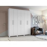 Guarda-roupas Casal 6 Portas 3 Gavetas Jazz Com Pés Sem Espelho Branco