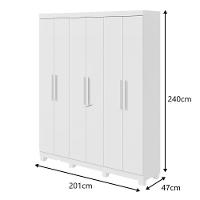 Guarda-roupas Casal 6 Portas 3 Gavetas Jazz Com Pés Sem Espelho Branco - 6