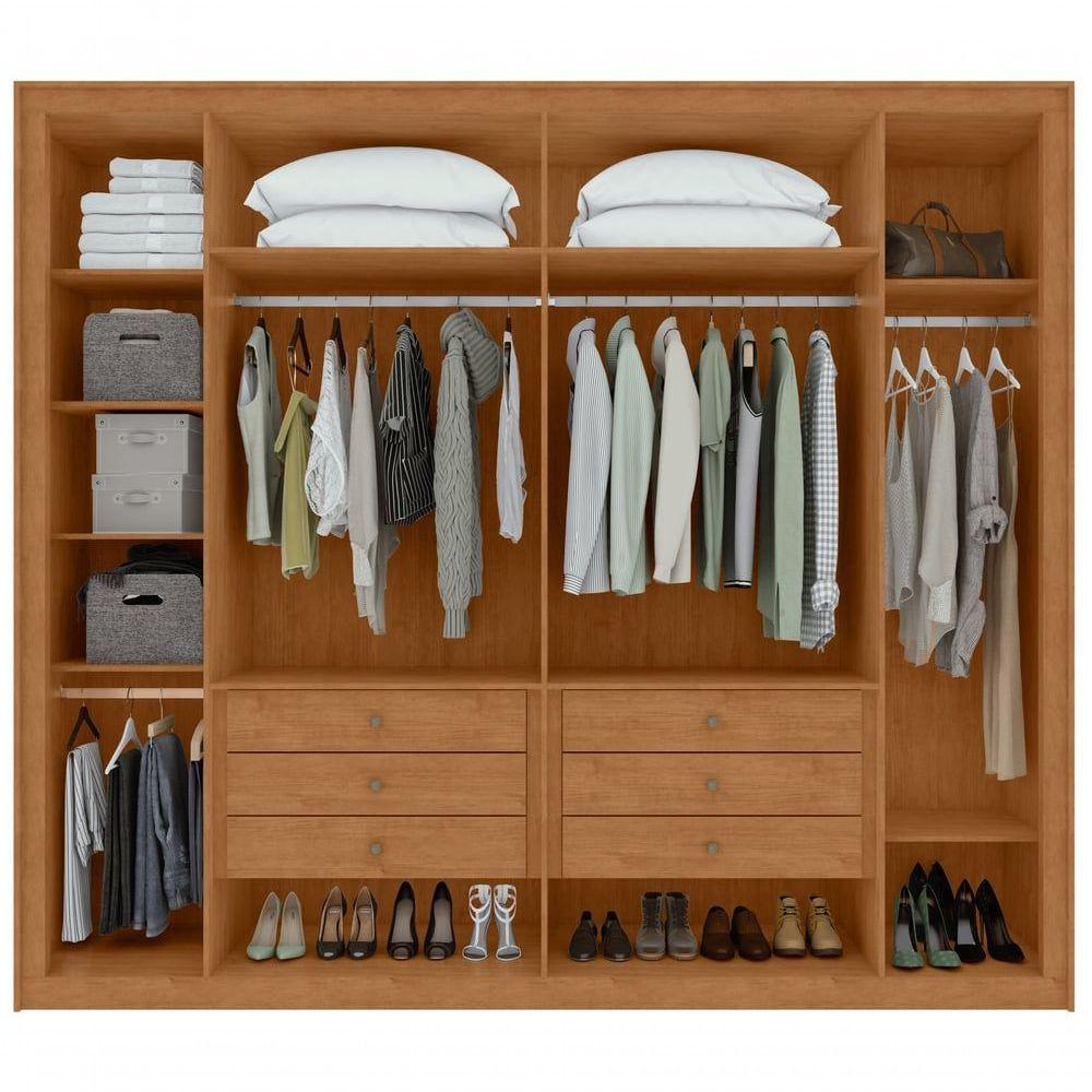 Guarda-roupas Casal 6 Portas 6 Gavetas Com Pés 100% Mdf Amendoa Clean - 4