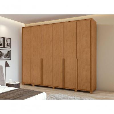 Guarda-roupas Casal 6 Portas 6 Gavetas Com Pés 100% Mdf Amendoa Clean