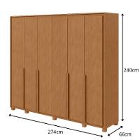 Guarda-roupas Casal 6 Portas 6 Gavetas Com Pés 100% Mdf Amendoa Clean - 7