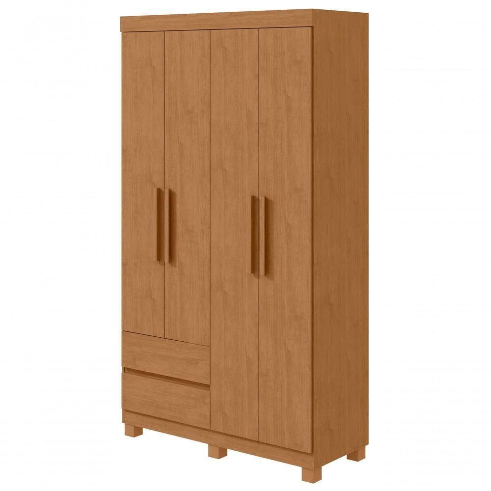 Guarda-roupas Solteiro 4 Portas 2 Gavetas Sem Espelho Com Pés Zeus - Lopas Amendoa Clean - 5