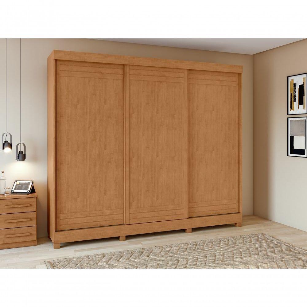 Guarda-roupas Casal Nice 3 Portas 4 Gavetas Flex Com Pés Amendoa Clean. - 4