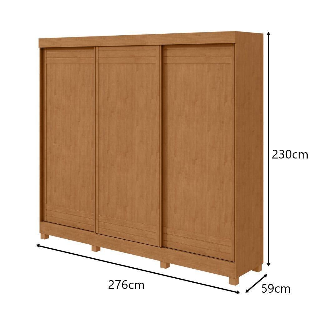 Guarda-roupas Casal Nice 3 Portas 1 Espelho 4 Gavetas Flex Com Pés Amendoa Clean - 7