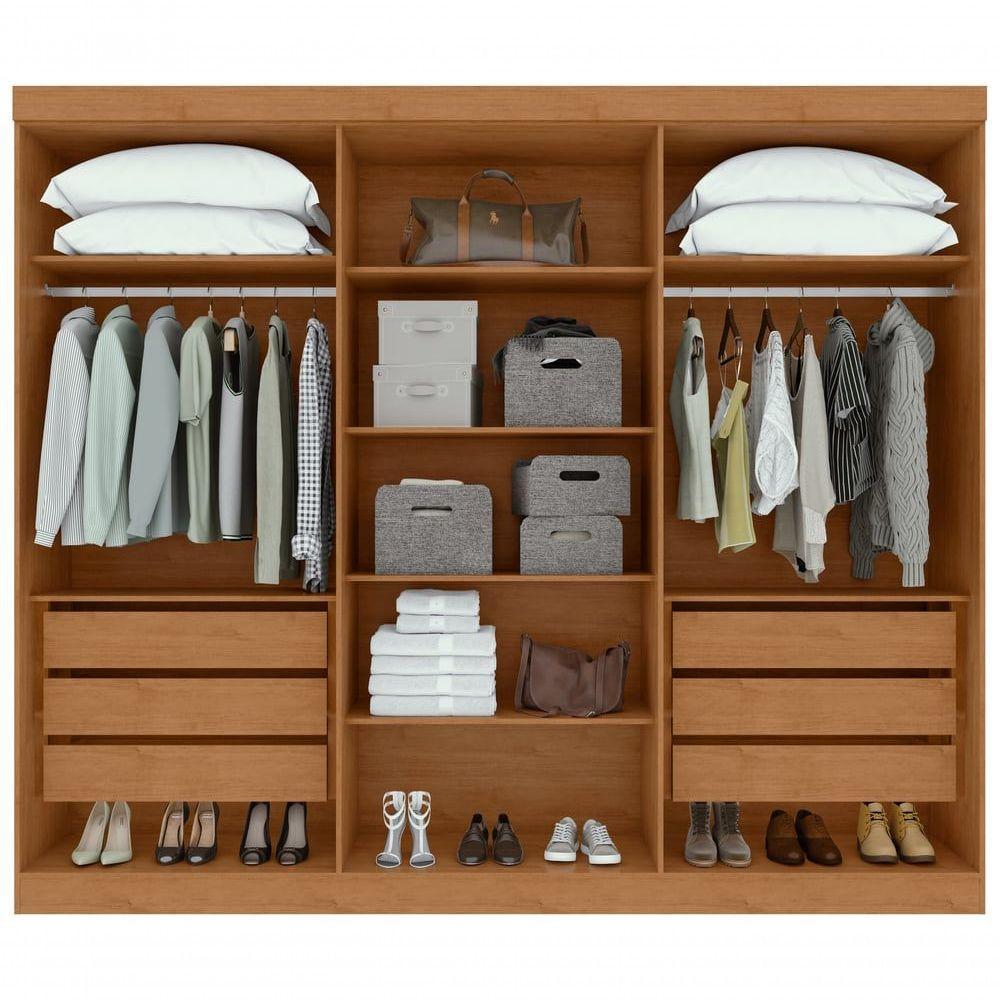 Guarda-roupas Casal Bertha 6 Portas 6 Gavetas Sem Espelho Com Pés- Lopas Amendoa Clean/off White - 2