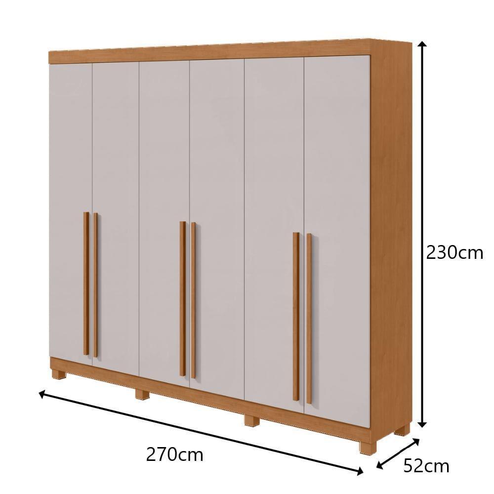 Guarda-roupas Casal Bertha 6 Portas 6 Gavetas Sem Espelho Com Pés- Lopas Amendoa Clean/off White - 6